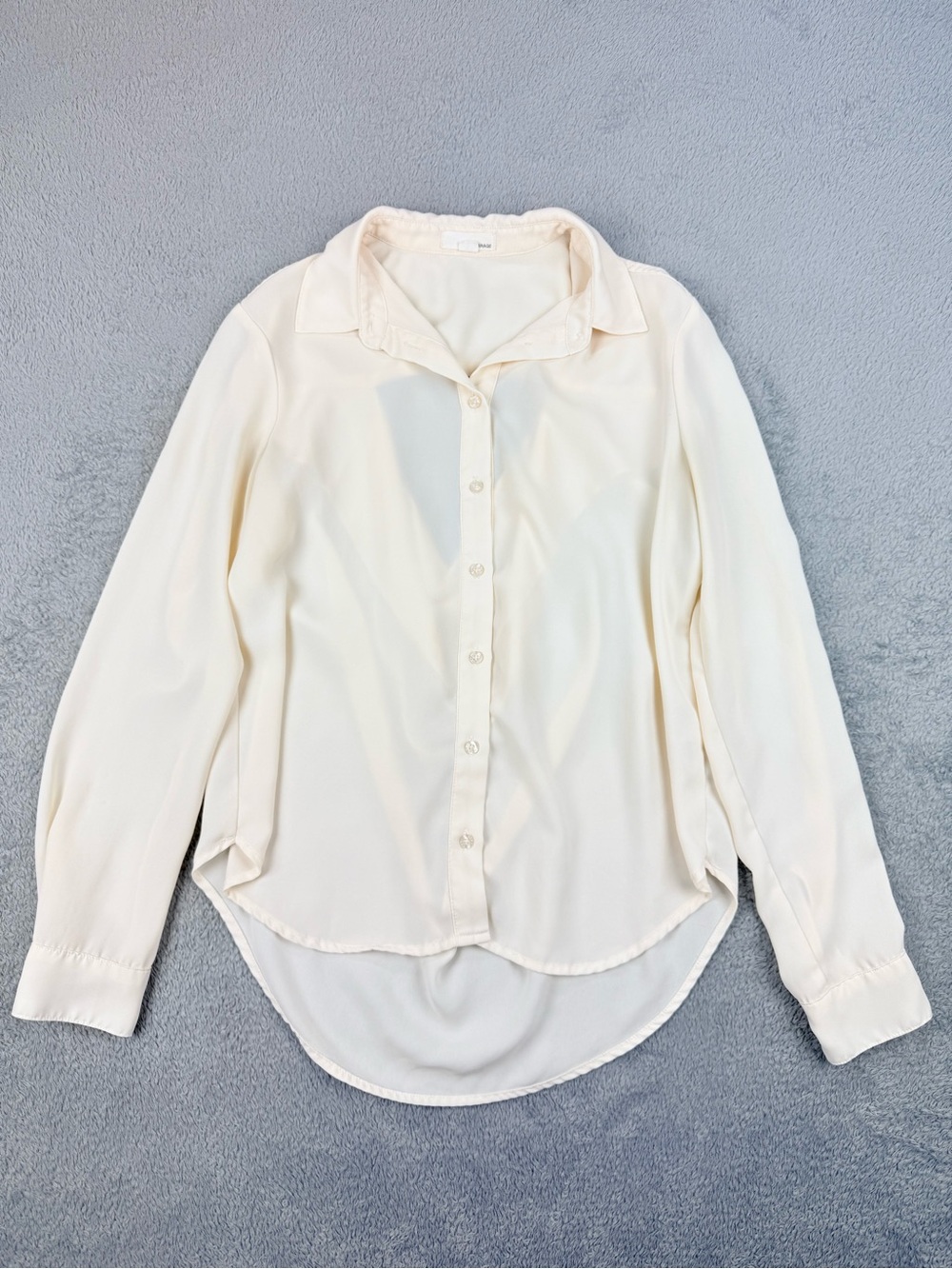 Garage Cream Open Back Blouse Long Sleeve Button Up Shirt Minimalist Soft Girl